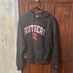 Champion Rutgers Hoodie in Charcoal and Crimson